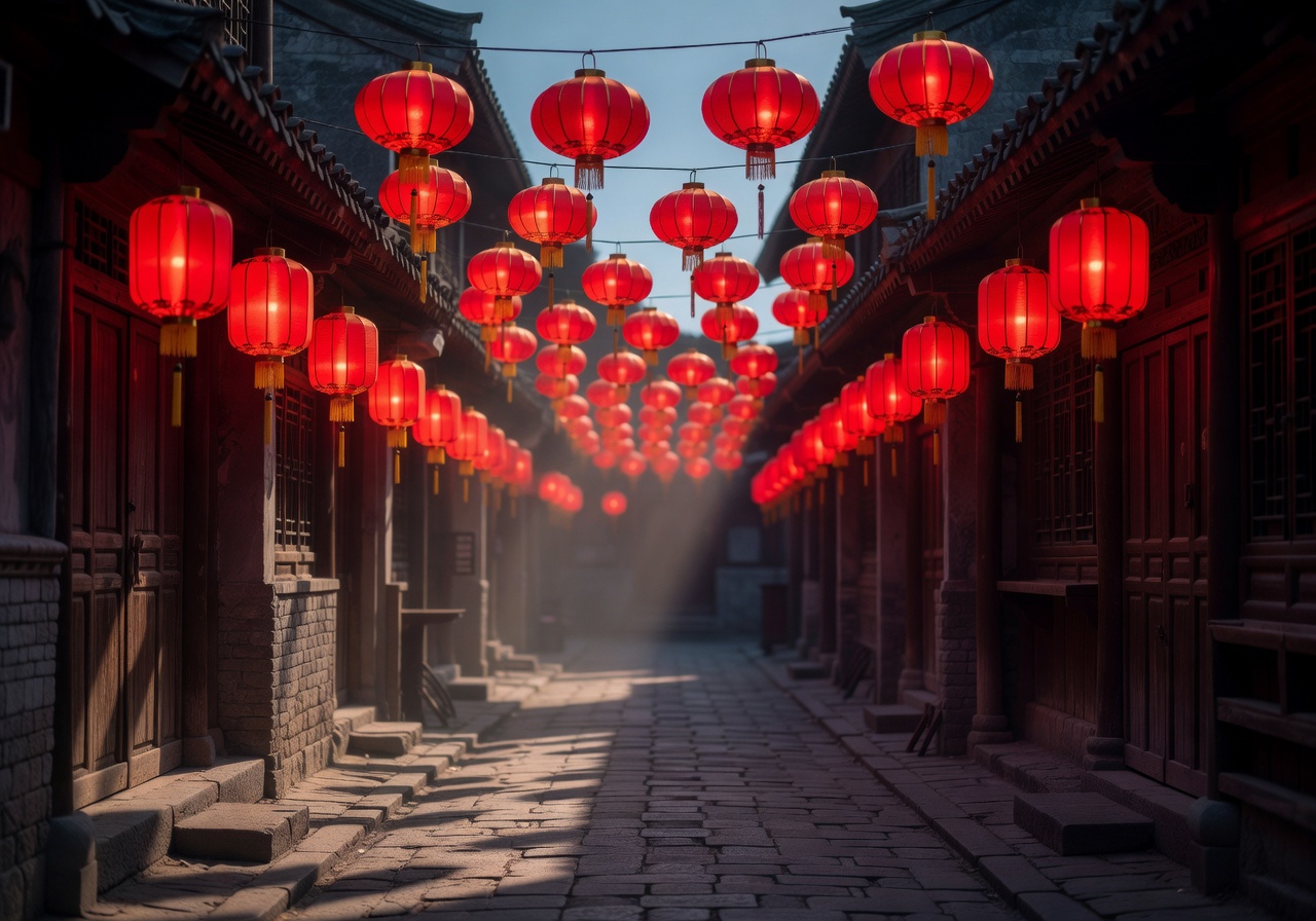 Glowing Red Chinese Lanterns